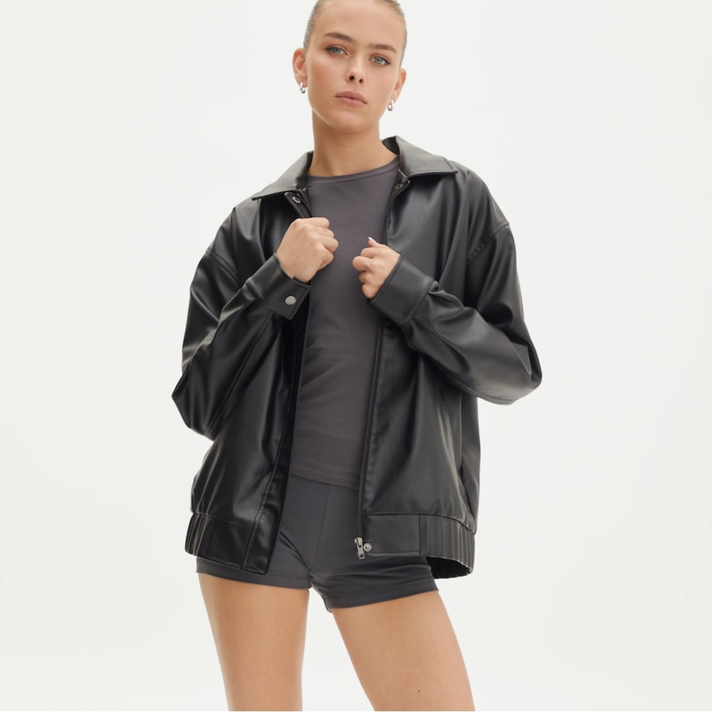 glassons oversized faux leather jacket